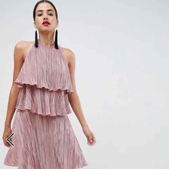 ASOS DESIGN tiered plisse maxi dress